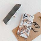 For iPhone 12 mini Plating Geometric Flower Series IMD TPU Mobile Phone Case With Ring Bracket Rhinestones(Pink PC4) - 2