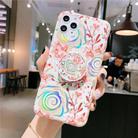 For iPhone 12 mini Colorful Laser Flower Series IMD TPU Mobile Phone Case With Folding Stand(Lyre Coral KB4) - 1