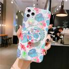 For iPhone 12 / 12 Pro Colorful Laser Flower Series IMD TPU Mobile Phone Case With Folding Stand(Monstera KB3) - 1