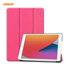 For iPad 10.2 2021 / 2020 / 2019 ENKAY ENK-8014 PU Leather + Plastic Smart Case with Three-folding Holder(Rose Red) - 1