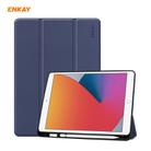 For iPad 10.2 2021 / 2020 / 2019 ENKAY ENK-8016 PU Leather + TPU Smart Case with Pen Slot(Dark Blue) - 1