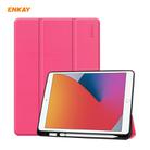 For iPad 10.2 2021 / 2020 / 2019 ENKAY ENK-8016 PU Leather + TPU Smart Case with Pen Slot(Rose Red) - 1