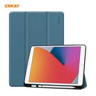 For iPad 10.2 2021 / 2020 / 2019 ENKAY ENK-8016 PU Leather + TPU Smart Case with Pen Slot(Blackish Green) - 1