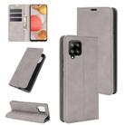 For Samsung Galaxy A42 5G Retro-skin Business Magnetic Suction Leather Case with Holder & Card Slots & Wallet(Grey) - 1