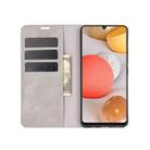 For Samsung Galaxy A42 5G Retro-skin Business Magnetic Suction Leather Case with Holder & Card Slots & Wallet(Grey) - 3