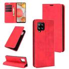 For Samsung Galaxy A42 5G Retro-skin Business Magnetic Suction Leather Case with Holder & Card Slots & Wallet(Red) - 1