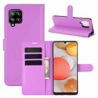 For Samsung Galaxy A42 5G Litchi Texture Horizontal Flip Protective Case with Holder & Card Slots & Wallet(Purple) - 1