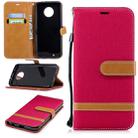 Color Matching Denim Texture Leather Case for Motorola G6 , with Holder & Card Slots & Wallet & Lanyard(Red) - 1