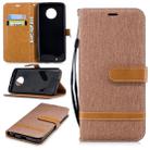 Color Matching Denim Texture Leather Case for Motorola G6 , with Holder & Card Slots & Wallet & Lanyard(Brown) - 1