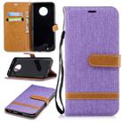 Color Matching Denim Texture Leather Case for Motorola G6 , with Holder & Card Slots & Wallet & Lanyard(Purple) - 1
