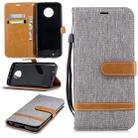 Color Matching Denim Texture Leather Case for Motorola G6 , with Holder & Card Slots & Wallet & Lanyard(Gray) - 1