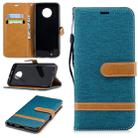 Color Matching Denim Texture Leather Case for Motorola G6 , with Holder & Card Slots & Wallet & Lanyard(Green) - 1
