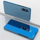 For Xiaomi Redmi 9A Plated Mirror Horizontal Flip Leather Case with Holder(Blue) - 1