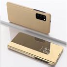 For Samsung Galaxy S20 FE 5G Plated Mirror Horizontal Flip Leather Case with Holder(Gold) - 1