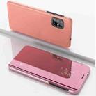 For Samsung Galaxy M31s Plated Mirror Horizontal Flip Leather Case with Holder(Rose Gold) - 1