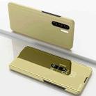 For OnePlus Nord Plated Mirror Horizontal Flip Leather Case with Holder(Gold) - 1