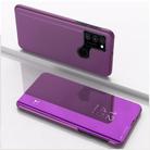 For OPPO A53 2020 Plated Mirror Horizontal Flip Leather Case with Holder(Purple) - 1