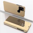 For OPPO A53 2020 Plated Mirror Horizontal Flip Leather Case with Holder(Gold) - 1