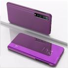 For OPPO Realme 7 Plated Mirror Horizontal Flip Leather Case with Holder(Purple) - 1