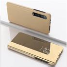 For OPPO Realme 7 Plated Mirror Horizontal Flip Leather Case with Holder(Gold) - 1