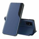 For Galaxy Note 20 Side Display Magnetic Shockproof Horizontal Flip Leather Case with Holder(Blue) - 1