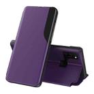 For Galaxy M31/M30S/M21 Side Display Magnetic Shockproof Horizontal Flip Leather Case with Holder(Purple) - 1