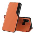 For Galaxy M31/M30S/M21 Side Display Magnetic Shockproof Horizontal Flip Leather Case with Holder(Orange) - 1