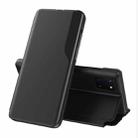 For Galaxy A91/S10 Lite/M80S Side Display Magnetic Shockproof Horizontal Flip Leather Case with Holder(Black) - 1