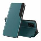 For Galaxy A91/S10 Lite/M80S Side Display Magnetic Shockproof Horizontal Flip Leather Case with Holder(Green) - 1