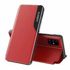 For Galaxy A71 / A71 5G Side Display Magnetic Shockproof Horizontal Flip Leather Case with Holder(Red) - 1