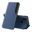 For Galaxy A21S Side Display Magnetic Shockproof Horizontal Flip Leather Case with Holder(Blue) - 1
