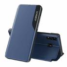 For Samsung Galaxy A40 Side Display Magnetic Shockproof Horizontal Flip Leather Case with Holder(Blue) - 1