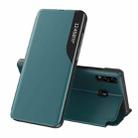 For Samsung Galaxy A40 Side Display Magnetic Shockproof Horizontal Flip Leather Case with Holder(Green) - 1