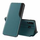 For Samsung Galaxy A20S Side Display Magnetic Shockproof Horizontal Flip Leather Case with Holder(Green) - 1