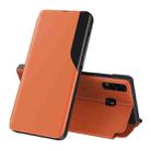 For Samsung Galaxy A20 / A30 Side Display Magnetic Shockproof Horizontal Flip Leather Case with Holder(Orange) - 1