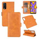 For VIVO Y20 Dual-side Magnetic Buckle Horizontal Flip Leather Case with Holder & Card Slots & Wallet(Yellow) - 1