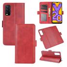 For VIVO Y20 Dual-side Magnetic Buckle Horizontal Flip Leather Case with Holder & Card Slots & Wallet(Red) - 1