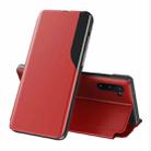 For Samsung Galaxy Note 10 Side Display Magnetic Shockproof Horizontal Flip Leather Case with Holder(Red) - 1