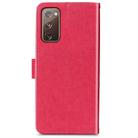 For Galaxy S20 FE / S20 Lite Four-leaf Clasp Embossed Buckle Mobile Phone Protection Leather Case with Lanyard & Card Slot & Wallet & Bracket Function(Magenta) - 3