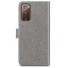 For Galaxy S20 FE / S20 Lite Four-leaf Clasp Embossed Buckle Mobile Phone Protection Leather Case with Lanyard & Card Slot & Wallet & Bracket Function(Grey) - 3