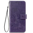 For Galaxy S20 FE / S20 Lite Four-leaf Clasp Embossed Buckle Mobile Phone Protection Leather Case with Lanyard & Card Slot & Wallet & Bracket Function(Purple) - 2