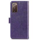 For Galaxy S20 FE / S20 Lite Four-leaf Clasp Embossed Buckle Mobile Phone Protection Leather Case with Lanyard & Card Slot & Wallet & Bracket Function(Purple) - 3