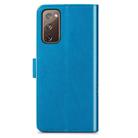 For Galaxy S20 FE / S20 Lite Four-leaf Clasp Embossed Buckle Mobile Phone Protection Leather Case with Lanyard & Card Slot & Wallet & Bracket Function(Blue) - 3