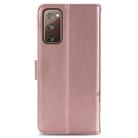 For Galaxy S20 FE / S20 Lite Four-leaf Clasp Embossed Buckle Mobile Phone Protection Leather Case with Lanyard & Card Slot & Wallet & Bracket Function(Rose Gold) - 3