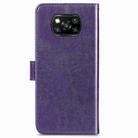 For Xiaomi Poco X3 NFC Four-leaf Clasp Embossed Buckle Mobile Phone Protection Leather Case with Lanyard & Card Slot & Wallet & Bracket Function(Purple) - 3