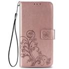 For Xiaomi Poco X3 NFC Four-leaf Clasp Embossed Buckle Mobile Phone Protection Leather Case with Lanyard & Card Slot & Wallet & Bracket Function(Rose Gold) - 2
