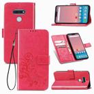 For LG Style 3  Four-leaf Clasp Embossed Buckle Mobile Phone Protection Leather Case with Lanyard & Card Slot & Wallet & Bracket Function(Magenta) - 1