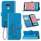 For LG Style 3  Four-leaf Clasp Embossed Buckle Mobile Phone Protection Leather Case with Lanyard & Card Slot & Wallet & Bracket Function(Blue) - 1