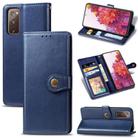 For Galaxy S20 FE(4G/5G) / S20 Lite Retro Solid Color Leather Buckle Phone Case with Lanyard & Photo Frame & Card Slot & Wallet & Stand Function(Blue) - 1