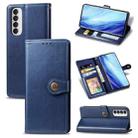 For Oppo Reno4 Pro 4G Retro Solid Color Leather Buckle Phone Case with Lanyard & Photo Frame & Card Slot & Wallet & Stand Function(Blue) - 1